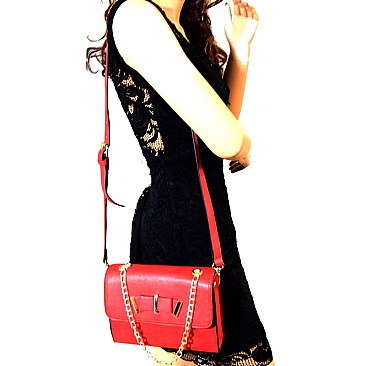 81288-LP Bow and Chain Accent Crossbody Shoulder Bag