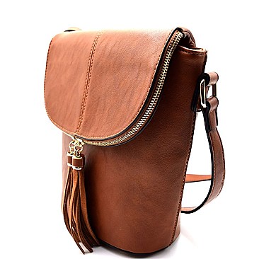 81292-LP Tassel Accent Flap Cross body Messenger