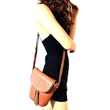 81292-LP Tassel Accent Flap Cross body Messenger