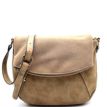 81362-LP Suede Flap-Top Cross-body Messenger