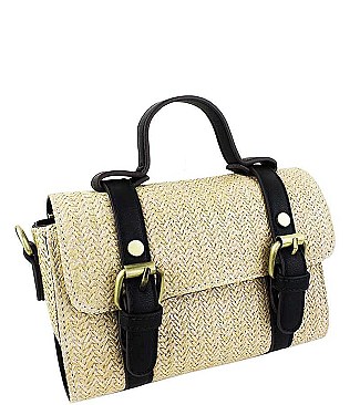 STYLISH STREET LEVEL FASHION STRAW WOVEN CROSSBODY BAG JY8416