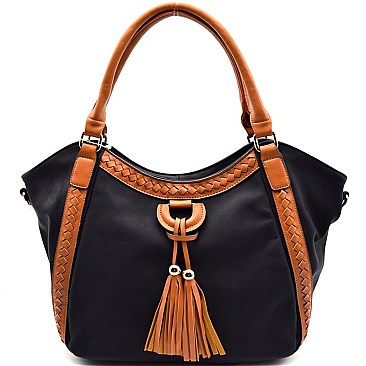 87006-LP Tassel Accent Two-Tone Tote