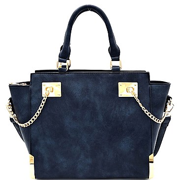 87012-LP Chain Accent 2 Way Wing Satchel