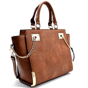 87012-LP Chain Accent 2 Way Wing Satchel