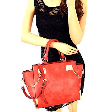 87012-LP Chain Accent 2 Way Wing Satchel