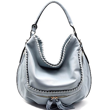 87065-LP Tassel Accent Whip-stitched Hobo