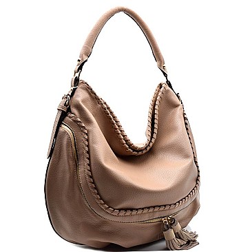 87065-LP Tassel Accent Whip-stitched Hobo