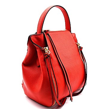 87191-LP Zipper and String Accent Convertible Backpack