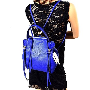 87191-LP Zipper and String Accent Convertible Backpack