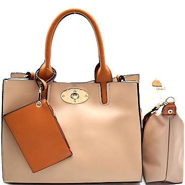 87193-LP Turn-lock Button 2 in 1 2 Tone Tote