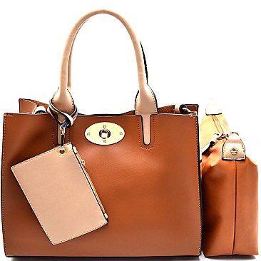 87193-LP Turn-lock Button 2 in 1 2 Tone Tote
