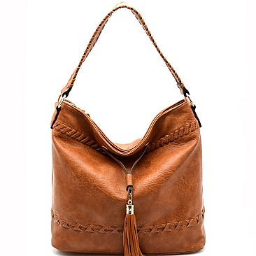 87236-LP Tassel Accent Stitch Detail Hobo