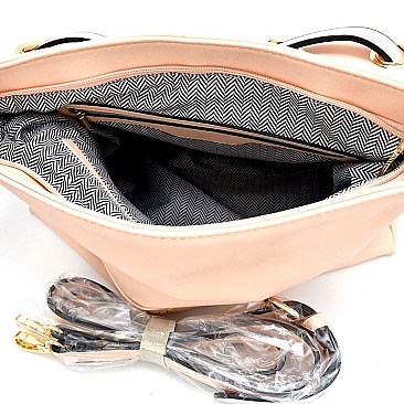 87244-LP Tassel Accent Stitched 2 Tone 2 Way Shoulder Bag