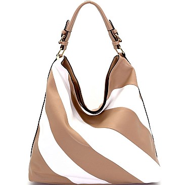 87252-LP Diagonal Stripe Print 2 Way Hobo