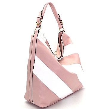 87252-LP Diagonal Stripe Print 2 Way Hobo