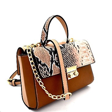 87376-LP Snake Print Two-Faced Cross Body