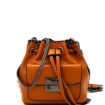 87377-LP Drawstring Chain Bucket Shoulder Bag