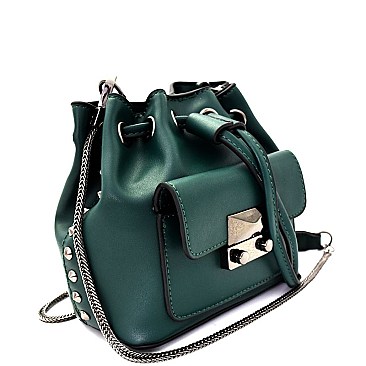 87377-LP Drawstring Chain Bucket Shoulder Bag