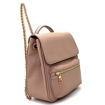 87389A-LP Chain Strap Fashion Flap Backpack