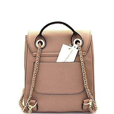 87389A-LP Chain Strap Fashion Flap Backpack