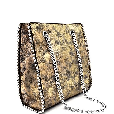 87396-LP Distressed Metallic Structured Chain Tote