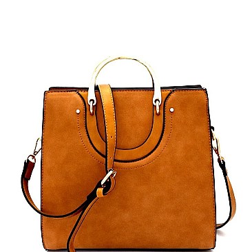 87452-LP Metal Handle Accent Structured Satchel