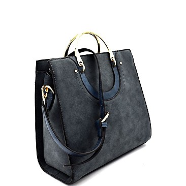 87452-LP Metal Handle Accent Structured Satchel