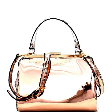 87492-LP Color Block Metallic Frame Satchel