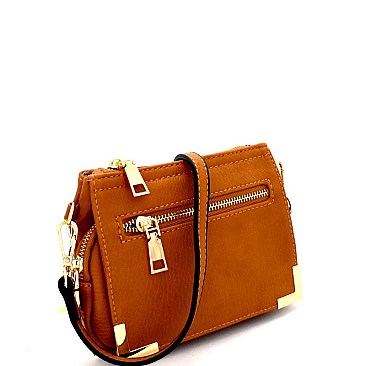 87511-LP Hardware Accent Multi-Pocket Cross Body