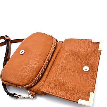 87511-LP Hardware Accent Multi-Pocket Cross Body