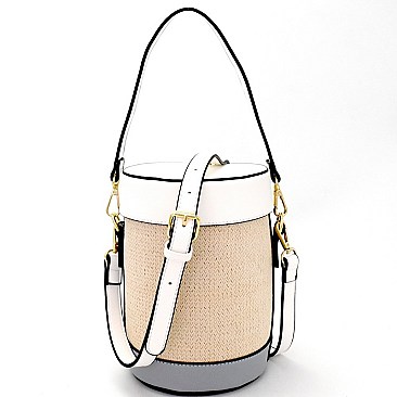 Trendy Woven Barrel-Shaped Shoulder Bag MH-87543
