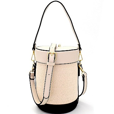 Trendy Woven Barrel-Shaped Shoulder Bag MH-87543