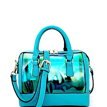 87612-LP Hologram Clear Boston Medium Satchel