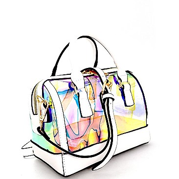 87612-LP Hologram Clear Boston Medium Satchel