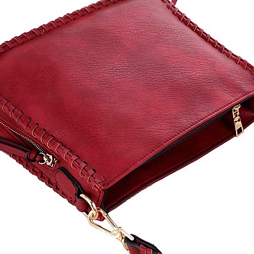 Whipstitched Bohemian Bucket Messenger Shoulder Bag