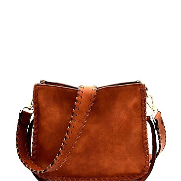 Whipstitched Bohemian Bucket Messenger Shoulder Bag