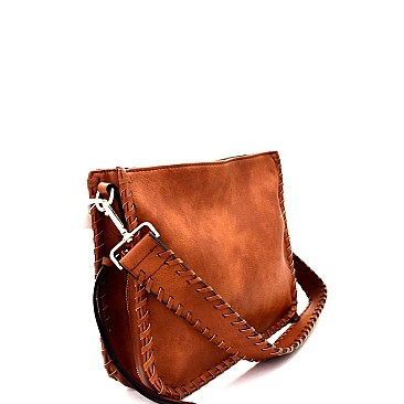Whipstitched Bohemian Bucket Messenger Shoulder Bag