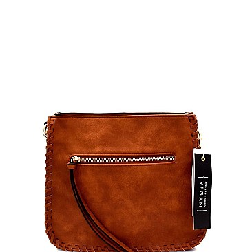 Whipstitched Bohemian Bucket Messenger Shoulder Bag