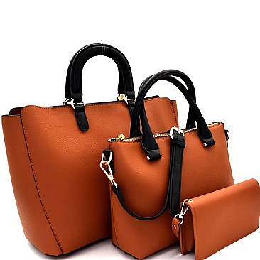 Handle Accent Two-Tone 3 in 1 Satchel Value SET MH-87787