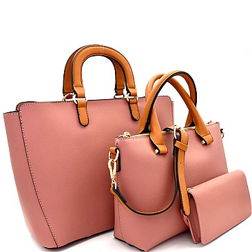 Handle Accent Two-Tone 3 in 1 Satchel Value SET MH-87787