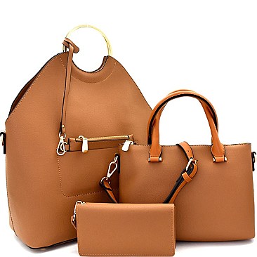 Metal Handle Accent 3 in 1 Tall Satchel Value SET MH-87788