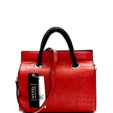 Croco Print Leatherette Boxy 2Way Bag