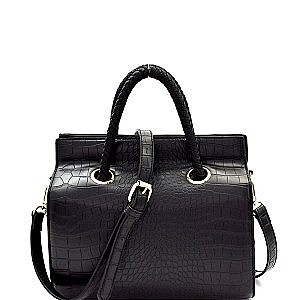 Croco Print Leatherette Boxy 2Way Bag