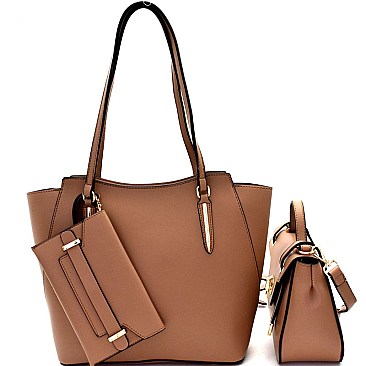 Turn-Lock Satchel Classy 3 in 1 Tote SET MH-87799