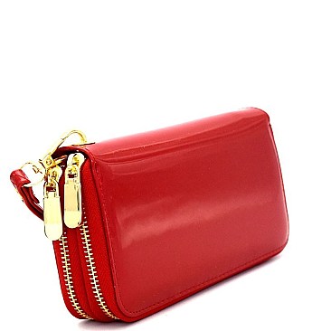 877TP-LP Double Zipper Patent Wristlet Wallet