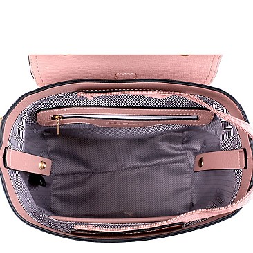 Buckle Accent Plaid 2 in 1 Convertible Backpack Cross Body SET MH-87801