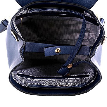 Turn-Lock Satchel 2 in 1 Fashion Backpack SET MH-87805