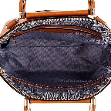 Trendy Metal Handle Dome-Satchel 2 in 1 Tote Value SET MH-87824