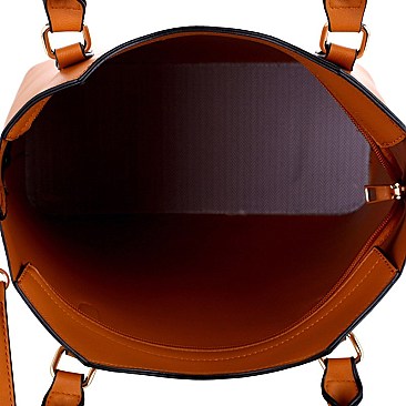 Trendy Metal Handle Dome-Satchel 2 in 1 Tote Value SET MH-87824