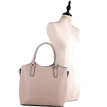 Trendy Metal Handle Dome-Satchel 2 in 1 Tote Value SET MH-87824
